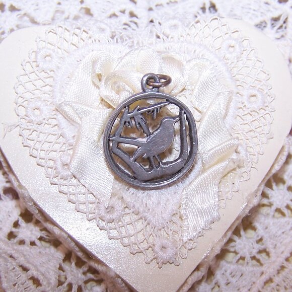 Vintage Cut-Out Coin Silver Charm - Bird on Branch - Picture 3 of 4